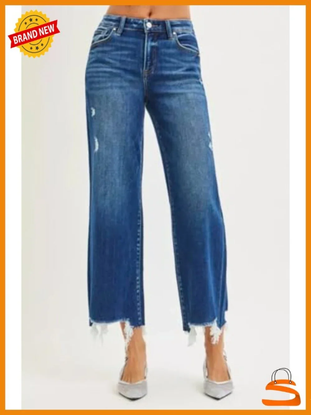 High Rise Cropped Wide Leg Jeans - Cotton Stretch